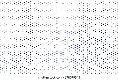 Dark BLUE vector pattern with colored spheres. Geometric sample of repeating circles on white background in halftone style.