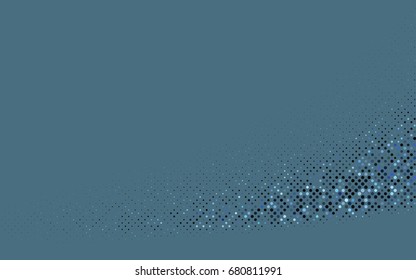 Dark BLUE vector pattern with colored spheres. Geometric sample of repeating circles on white background in halftone style.