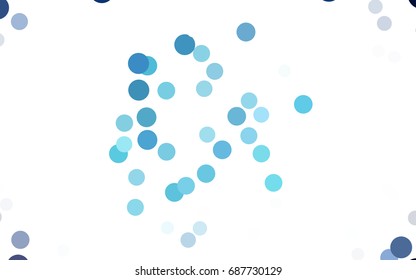 Dark BLUE vector pattern with colored spheres. Geometric sample of repeating circles on white background in halftone style.