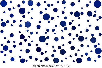 DARK BLUE vector pattern with colored spheres. Geometric sample of repeating circles on white background in halftone style.