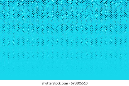 Dark BLUE vector pattern with colored spheres. Geometric sample of repeating circles on white background in halftone style.