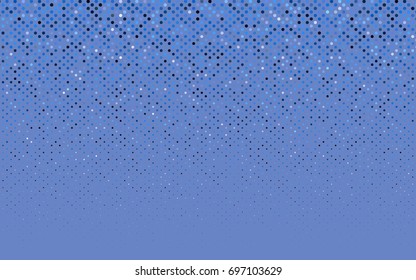 Dark BLUE vector pattern with colored spheres. Geometric sample of repeating circles on white background in halftone style.