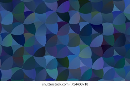 Dark BLUE vector pattern with colored spheres. Geometric sample of repeating circles on white background in halftone style.