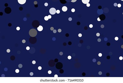 Dark BLUE vector pattern with colored spheres. Geometric sample of repeating circles on white background in halftone style.