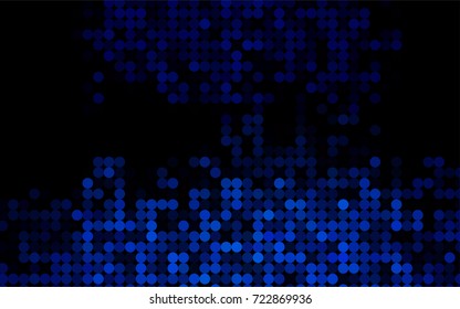 Dark BLUE vector pattern with colored spheres. Geometric sample of repeating circles on white background in halftone style.