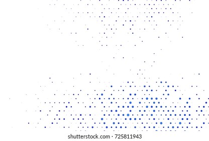 Dark BLUE vector pattern with colored spheres. Geometric sample of repeating circles on white background in halftone style.