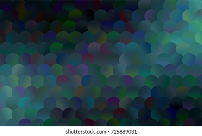 Dark BLUE vector pattern with colored spheres. Geometric sample of repeating circles on white background in halftone style.