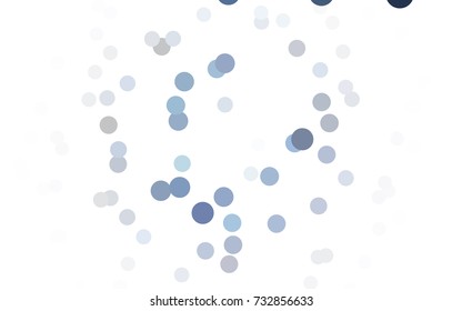 Dark BLUE vector pattern with colored spheres. Geometric sample of repeating circles on white background in halftone style.