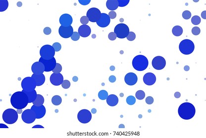 Dark BLUE vector pattern with colored spheres. Geometric sample of repeating circles on white background in halftone style.