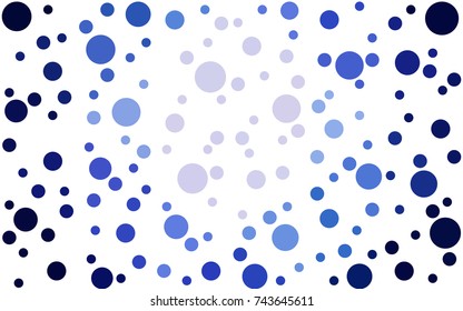 DARK BLUE vector pattern with colored spheres. Geometric sample of repeating circles on white background in halftone style.