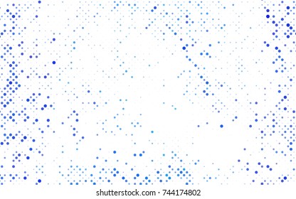 Dark BLUE vector pattern with colored spheres. Geometric sample of repeating circles on white background in halftone style.