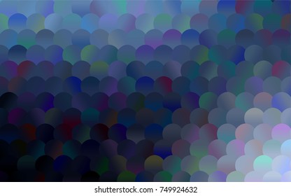 Dark BLUE vector pattern with colored spheres. Geometric sample of repeating circles on white background in halftone style.