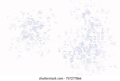 Dark BLUE vector pattern with colored spheres. Geometric sample of repeating circles on white background in halftone style.