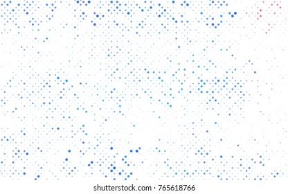 Dark BLUE vector pattern with colored spheres. Geometric sample of repeating circles on white background in halftone style.