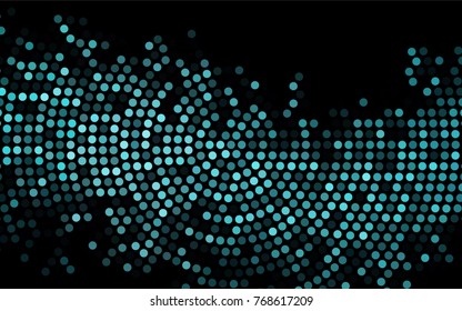 Dark BLUE vector pattern with colored spheres. Geometric sample of repeating circles on white background in halftone style.