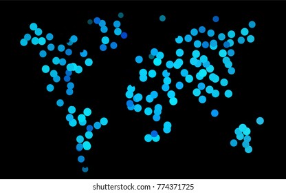 Dark BLUE vector pattern with colored spheres. Geometric sample of repeating circles on white background in halftone style.