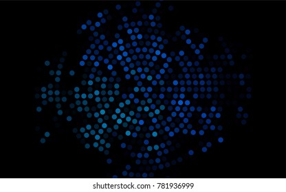 Dark BLUE vector pattern with colored spheres. Geometric sample of repeating circles on white background in halftone style.