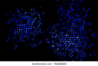 Dark BLUE vector pattern with colored spheres. Geometric sample of repeating circles on white background in halftone style.