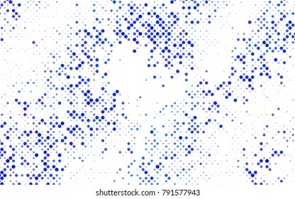 Dark BLUE vector pattern with colored spheres. Geometric sample of repeating circles on white background in halftone style.