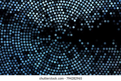 Dark BLUE vector pattern with colored spheres. Geometric sample of repeating circles on white background in halftone style.