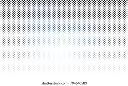 Dark BLUE vector pattern with colored spheres. Geometric sample of repeating circles on white background in halftone style.