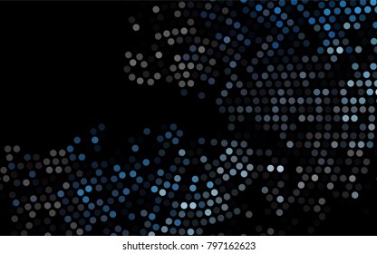 Dark BLUE vector pattern with colored spheres. Geometric sample of repeating circles on white background in halftone style.