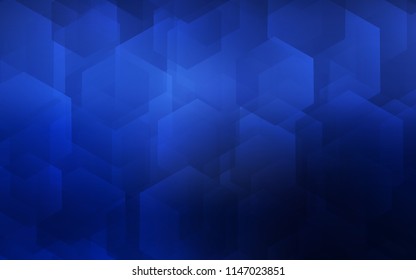 Dark BLUE vector pattern with colorful hexagons. Glitter abstract illustration in hexagonal style. Pattern for ads, leaflets.
