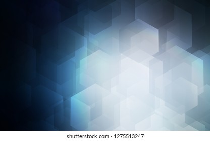 Dark BLUE vector pattern with colorful hexagons. Abstract illustration with colorful hexagons. Pattern for texture of wallpapers.