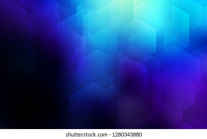 Dark BLUE vector pattern with colorful hexagons. Glitter abstract illustration in hexagonal style. Pattern for texture of wallpapers.