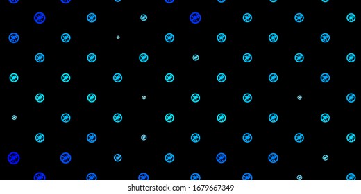 Dark BLUE vector pattern with coronavirus elements. Colorful  gradient illness symbols in simple abstract style. Best design for quarantine events.