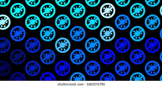 Dark BLUE vector pattern with coronavirus elements. Simple design in abstract style with infection forms. Best design for quarantine events.