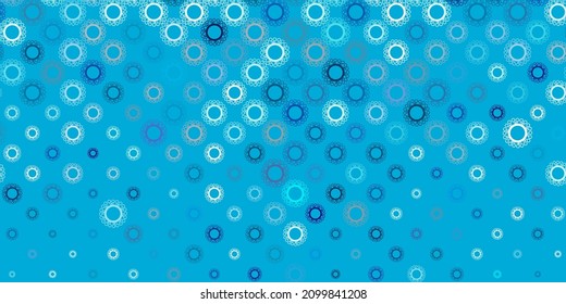 Dunkelblaues Vektormuster mit Coronavirus-Elementen. Farbige abstrakte Illustration mit Farbverlauf-medizinischen Formen. Einfaches Design gegen Epidemieinformationen.