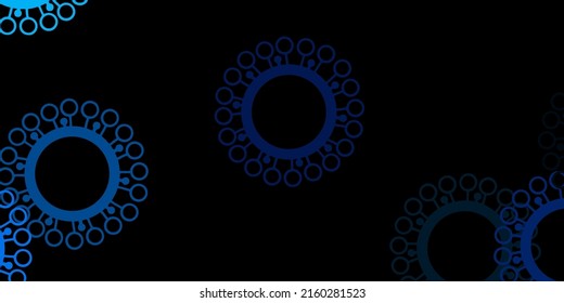 Dunkelblaues Vektormuster mit Coronavirus-Elementen. Einfaches Design im abstrakten Stil mit Infektionsformen. Bildschirmhintergrund für den Gesundheitsschutz.