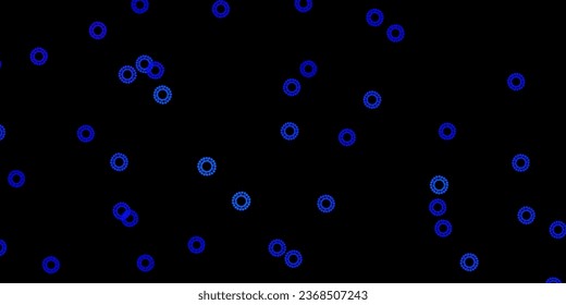 Patrón vector azul oscuro con elementos coronavirus. Símbolos de enfermedades degradadas coloridas en un estilo simple y abstracto. Mejor diseño para eventos de cuarentena.