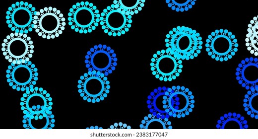 Dark blue vector pattern with coronavirus elements. Colorful  gradient illness symbols in simple abstract style. Design for biohazard warning.