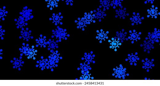 Dark blue vector pattern with coronavirus elements. Colorful  gradient illness symbols in simple abstract style. Simple drawing against danger fever.