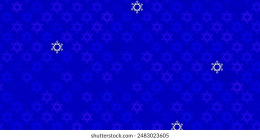 Dark blue vector pattern with coronavirus elements. Smart illustration with covid signs in decorative style. Best design for quarantine events.