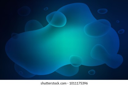 Dark BLUE vector pattern with curved circles. Geometric illustration in memphis style with gradient.  Memphis style for your business design.