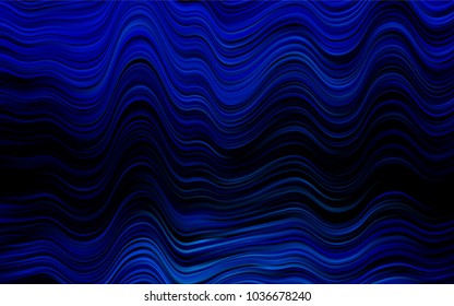 Dark BLUE vector pattern with curved circles. Shining illustration, which consist of blurred lines, circles. New composition for your brand book.