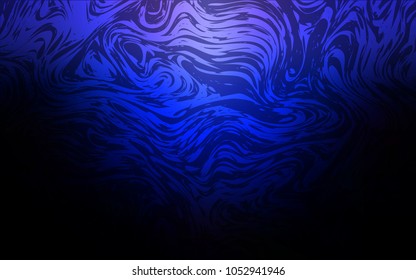 Dark BLUE vector pattern with curved circles. Shining illustration, which consist of blurred lines, circles. The best blurred design for your business.