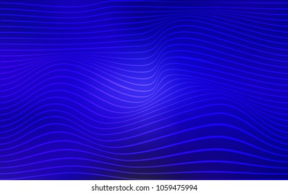 Dark BLUE vector pattern with curved ribbons. Colorful abstract illustration with gradient lines. The best blurred design for your business.