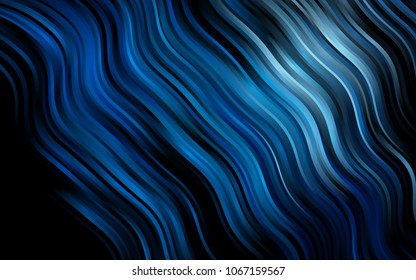 Dark BLUE vector pattern with curved circles. Modern gradient abstract illustration with bandy lines. The elegant pattern for brand book.