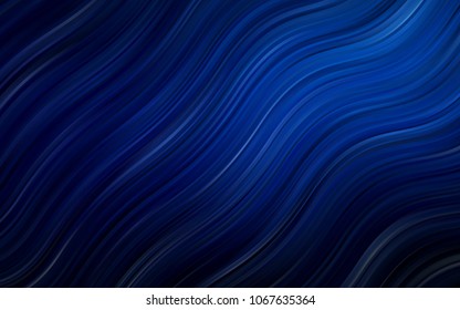 Dark BLUE vector pattern with curved circles. Creative illustration in halftone marble style with gradient. Textured wave pattern for backgrounds.