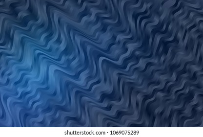 Dark BLUE vector pattern with curved circles. A vague circumflex abstract illustration with gradient. A completely new marble design for your business.