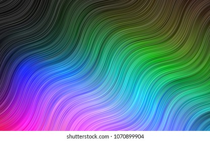 Dark BLUE vector pattern with curved circles. Shining illustration, which consist of blurred lines, circles. The elegant pattern for brand book.