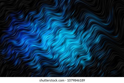 Dark BLUE vector pattern with curved circles. Glitter abstract illustration with wry lines. The best blurred design for your business.