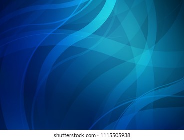 Dark BLUE vector pattern with curved circles. Glitter abstract illustration with wry lines. A completely new marble design for your business.