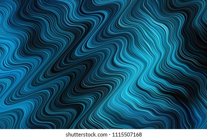 Dark BLUE vector pattern with curved circles. Glitter abstract illustration with wry lines. A new texture for your  ad, booklets, leaflets.