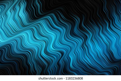 Dark BLUE vector pattern with curved circles. Shining illustration, which consist of blurred lines, circles. A new texture for your  ad, booklets, leaflets.