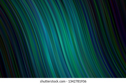 Dark BLUE vector pattern with curved circles. Shining illustration, which consist of blurred lines, circles. Brand new design for your ads, poster, banner.